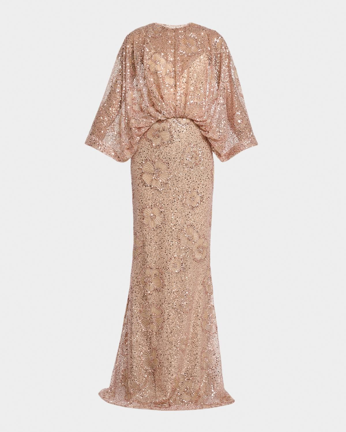 Elie Saab Semi-Sheer Sequin Embroidered Mesh Dress