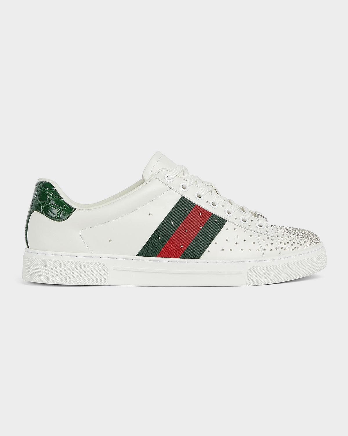 Gucci Men's Ace Studded Leather Low-Top Sneakers