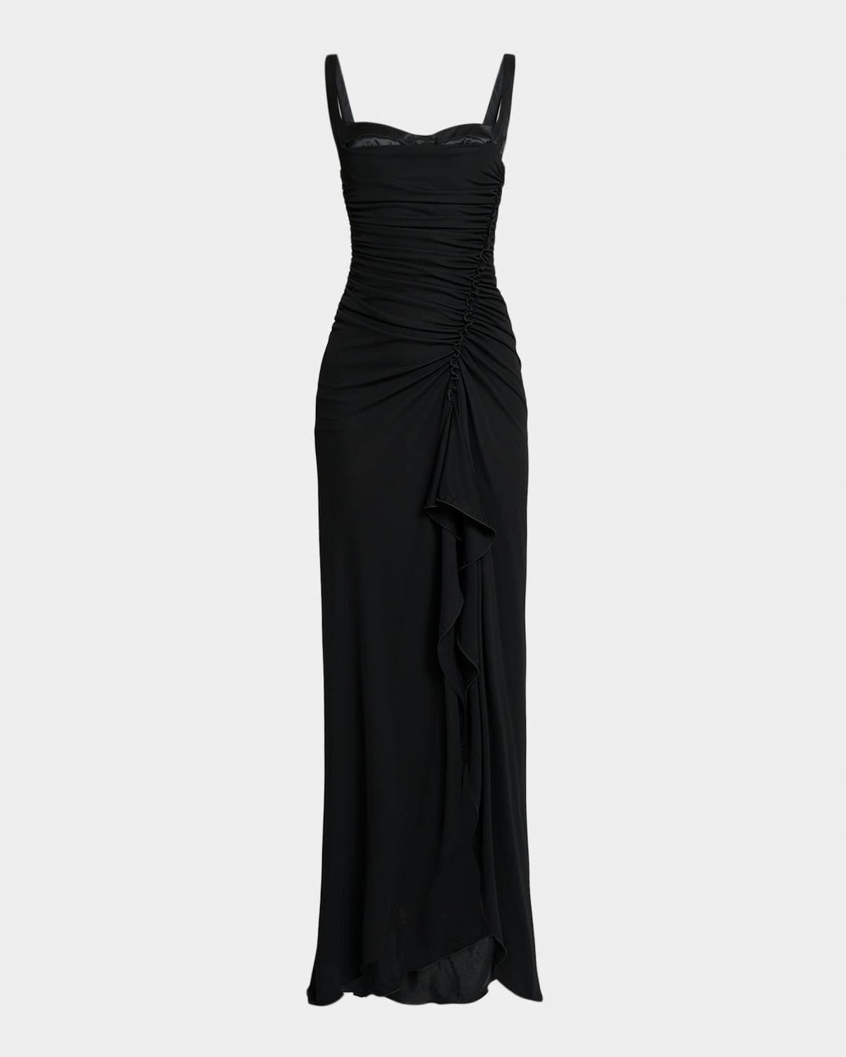 Elie Saab Peekaboo Bustier Ruched Jersey Maxi Dress