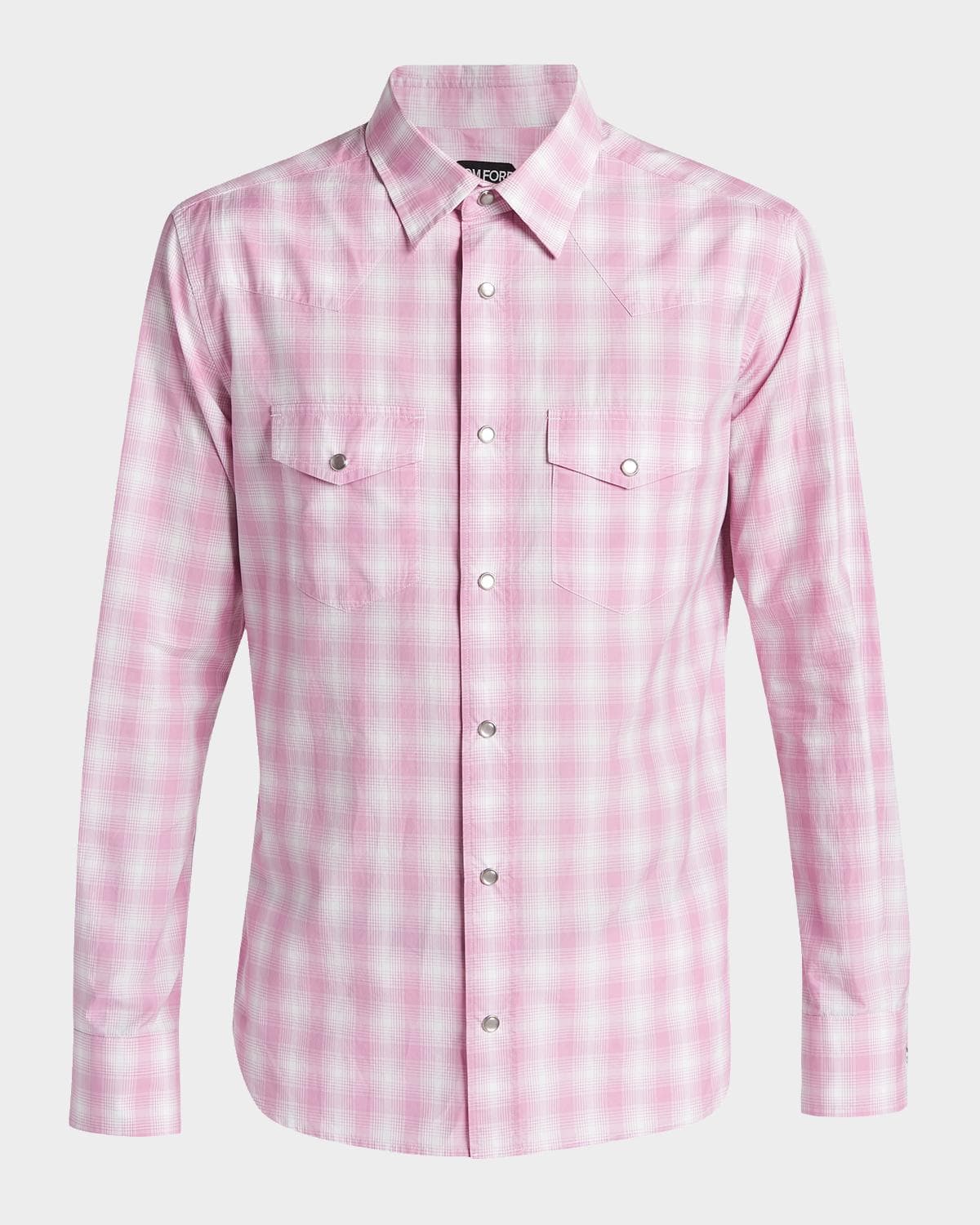 TOM FORD Men's Cotton Plaid Slim-Fit Snap Front Western Shirt