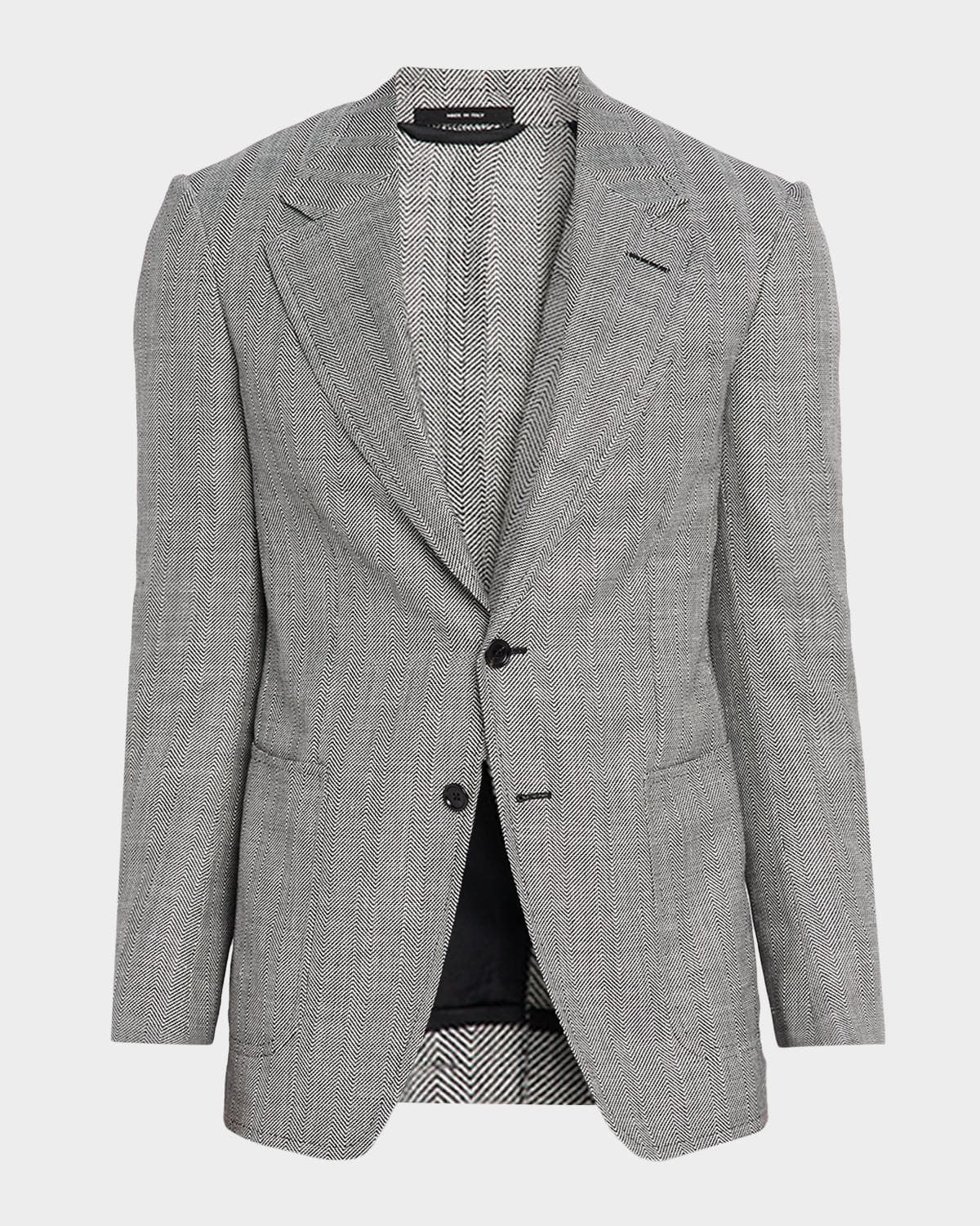 TOM FORD Men's Shelton Wool and Linen Chevron Sport Coat
