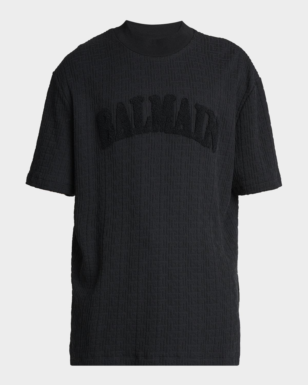 Balmain Men's Terry Logo PB Labyrinth Jacquard T-Shirt