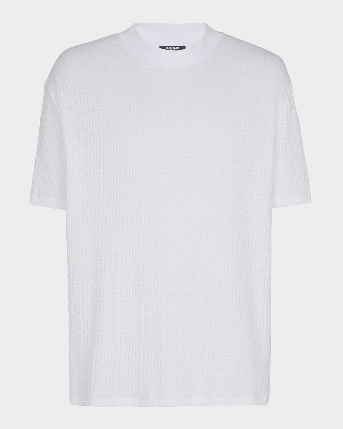 Balmain Men's PB Monogram Jacquard Crewneck T-Shirt