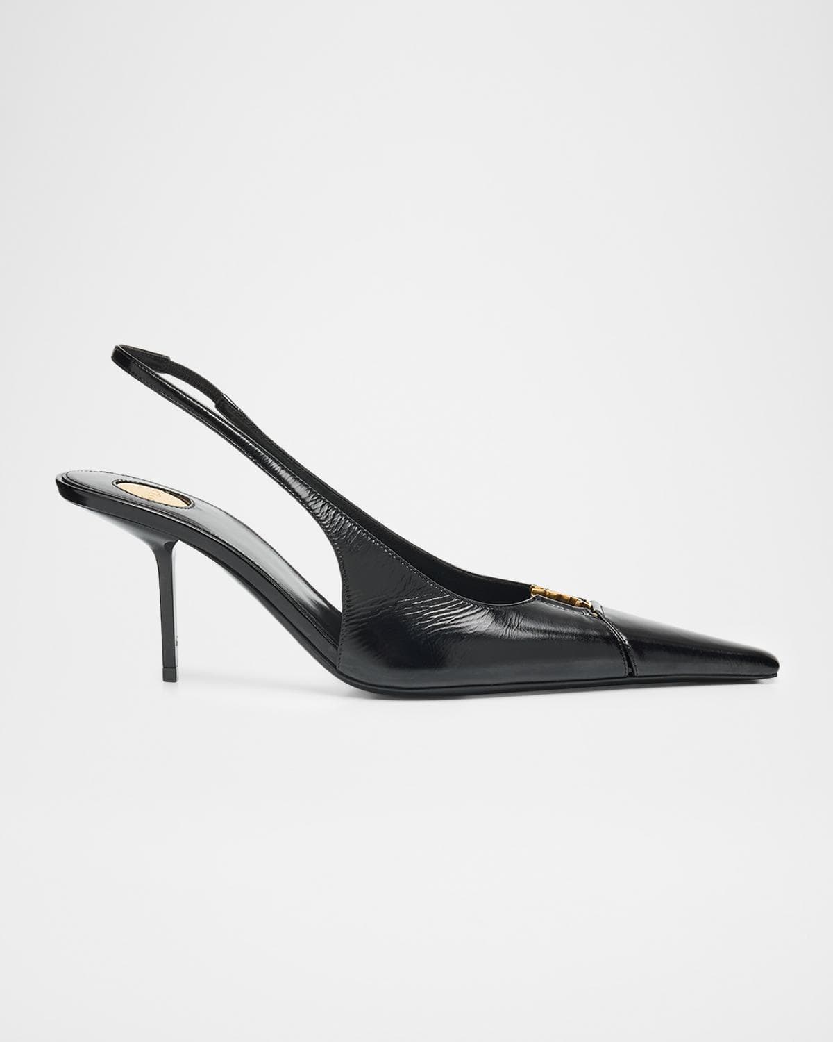 Saint Laurent 75mm Babylone Leather YSL Slingback Pumps