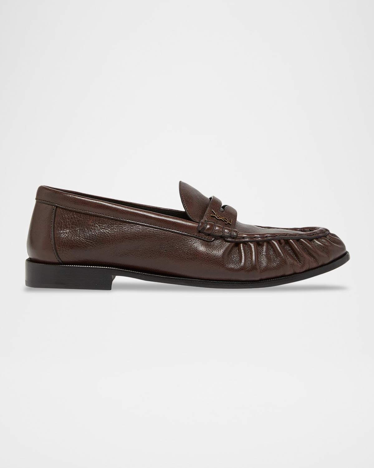 Saint Laurent Men's Le Loafer Creased Leather Mules