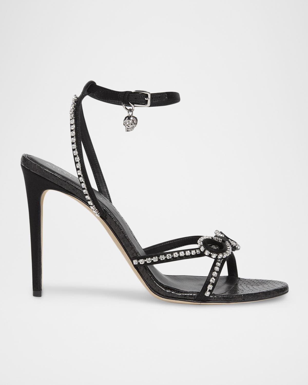 McQueen 105mm Crystal Bow Satin Sandals