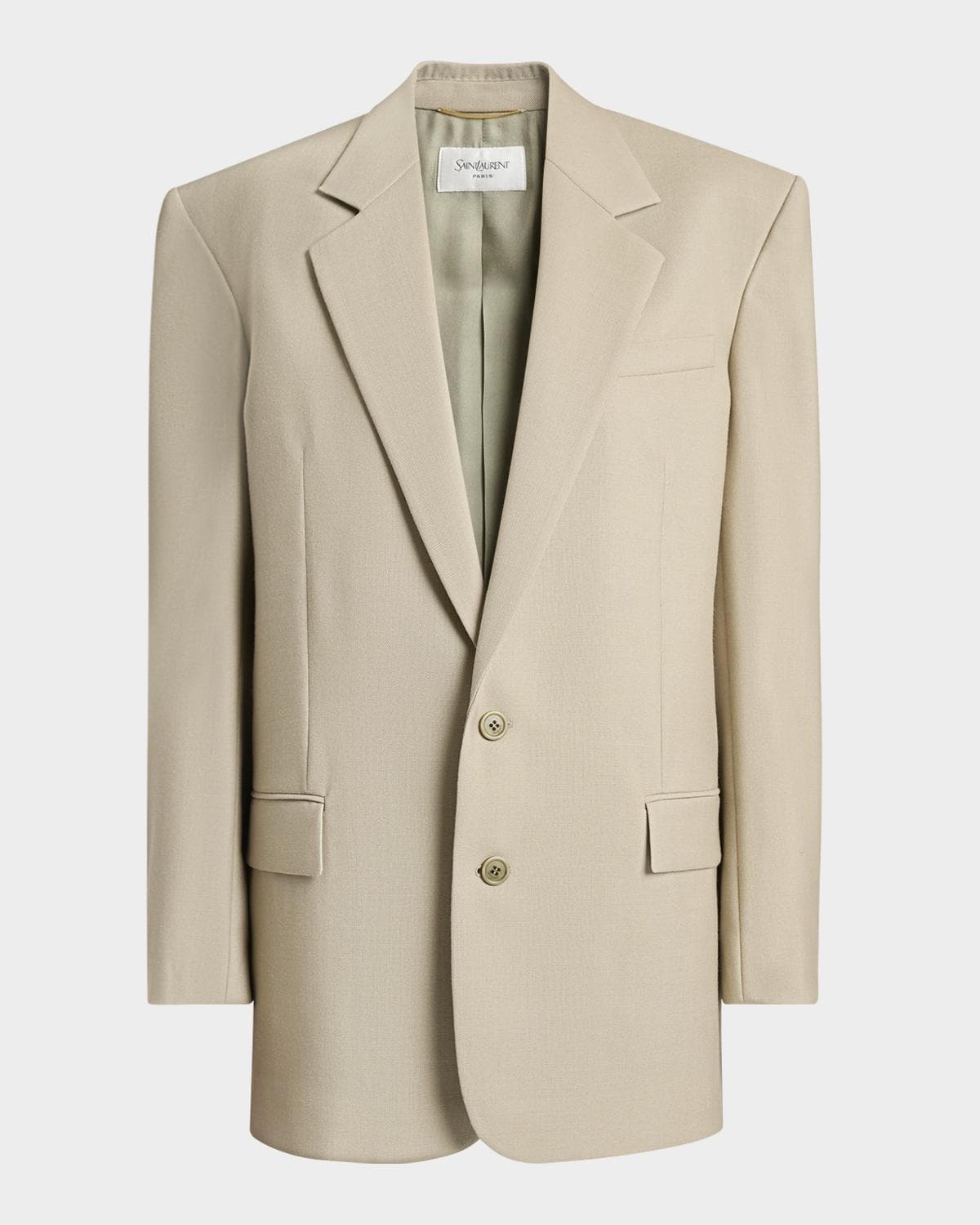 Saint Laurent Single-Breasted Oversized Wool-Silk Blazer Jacket