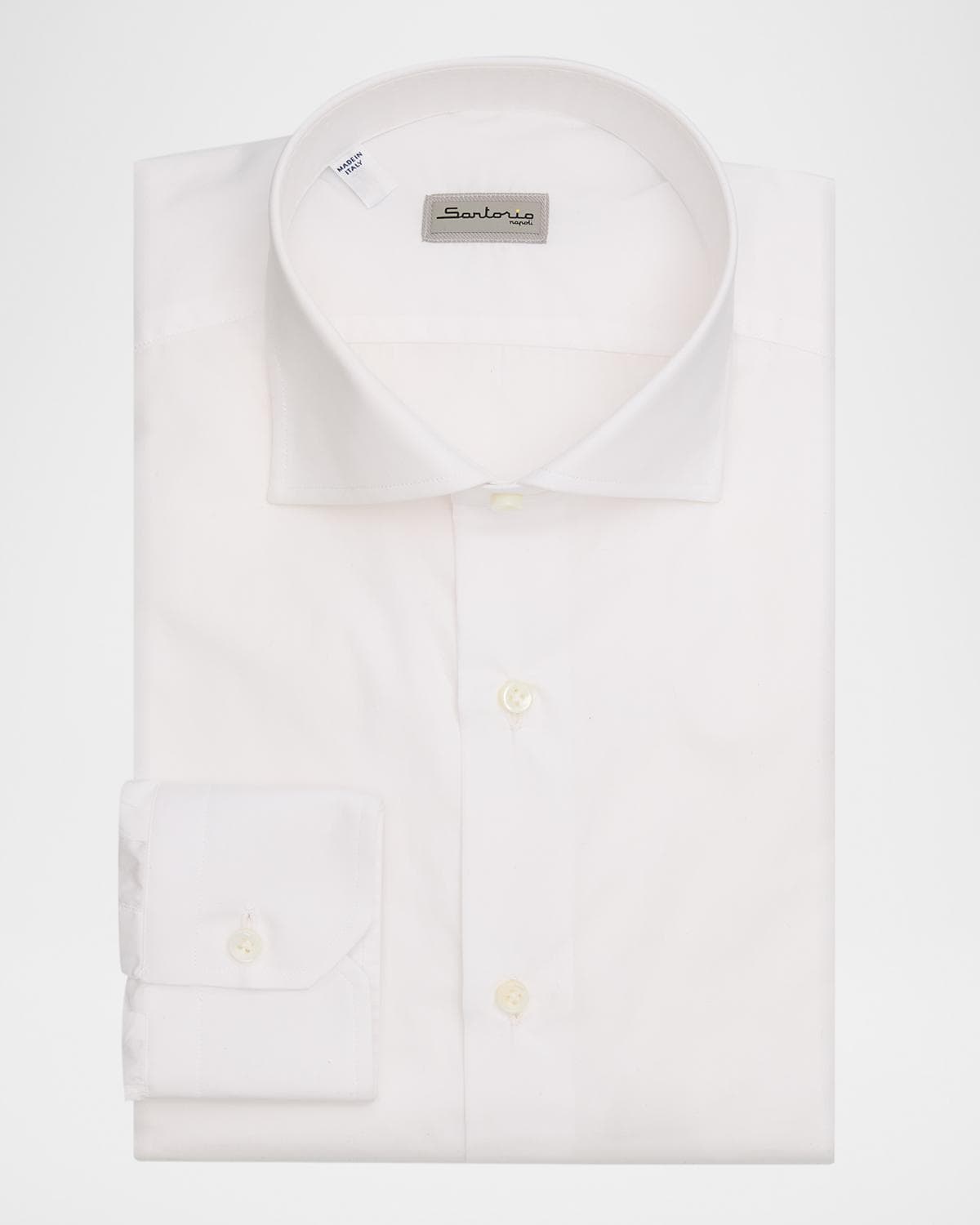 Sartorio Men's Solid Cotton Spread-Collar Dress Shirt