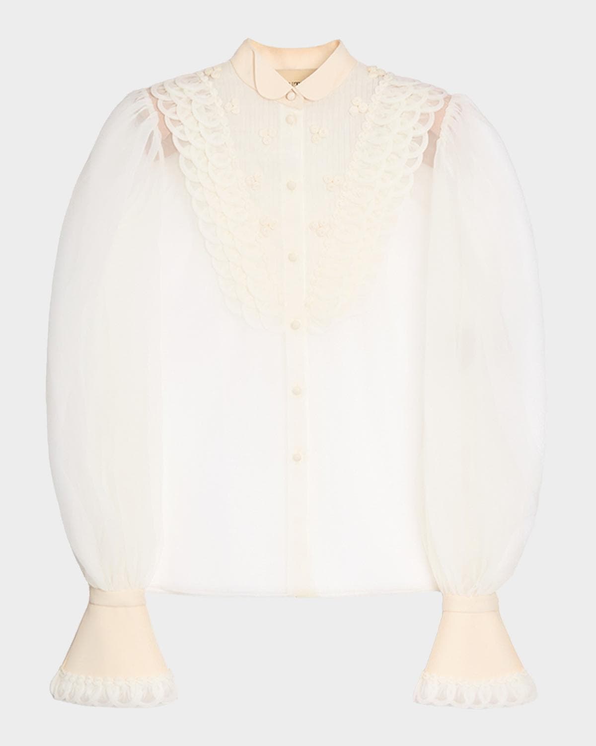Valentino Garavani Embroidered Organza Bib Shirt