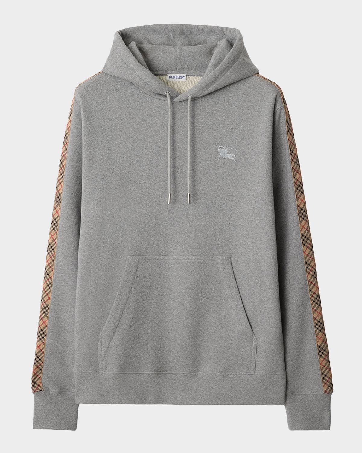 Burberry Men's Check-Trim Cotton Hoodie