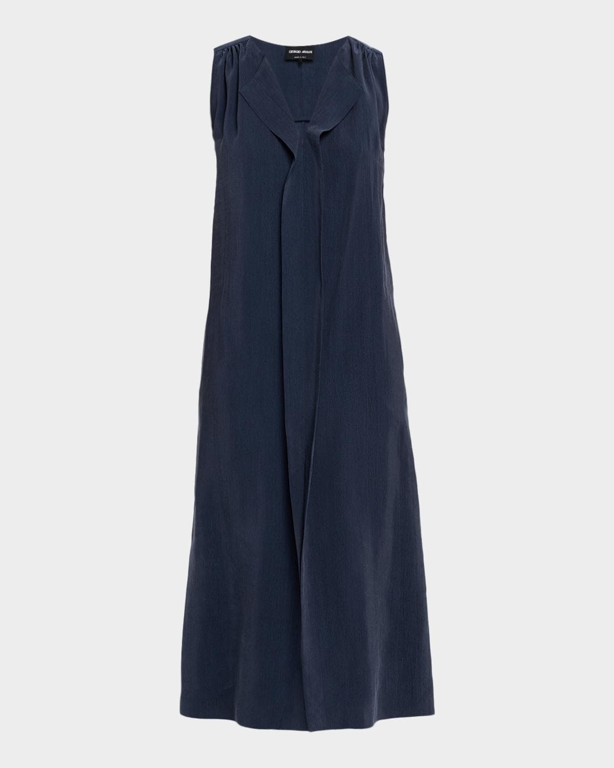 Giorgio Armani Technical Silk Sleeveless Midi Shirtdress