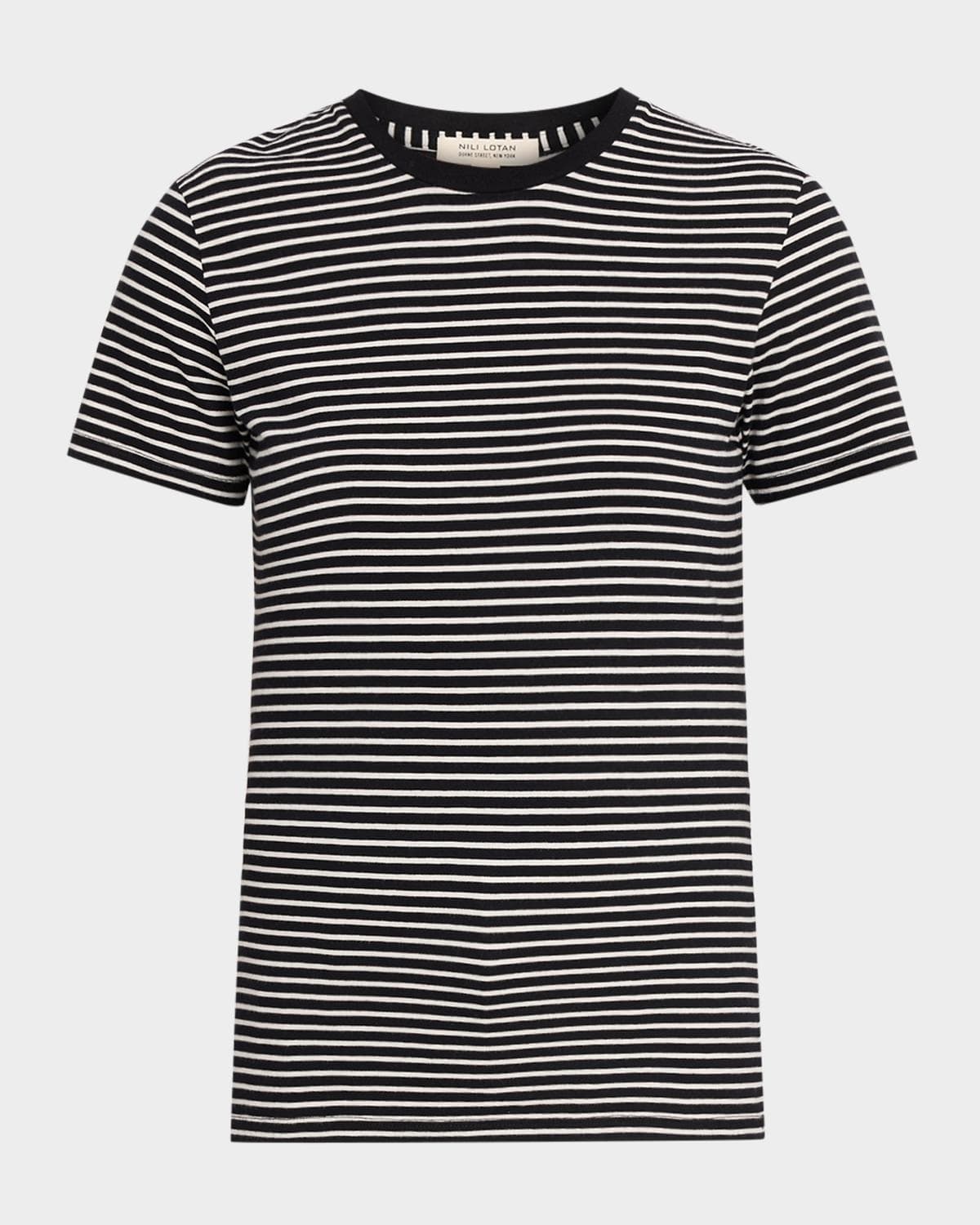 Nili Lotan Lana Striped Short-Sleeve Crewneck T-Shirt