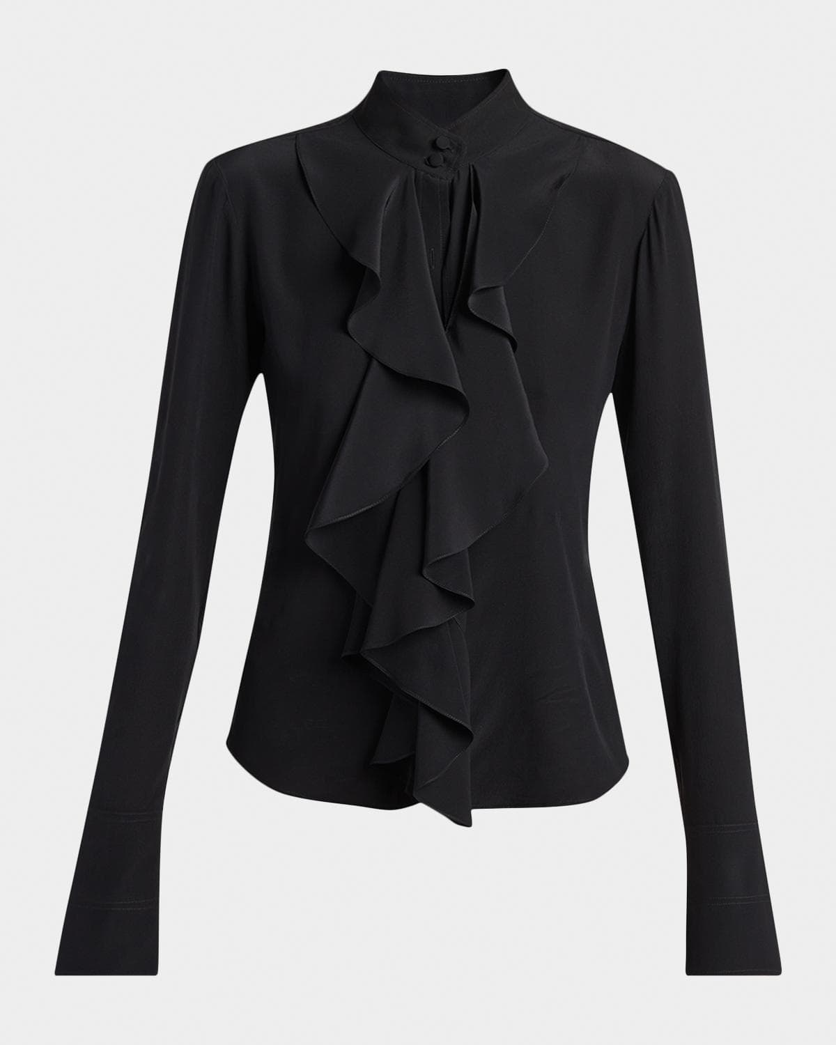 McQueen Ruffle Crepe De Chine Shirt