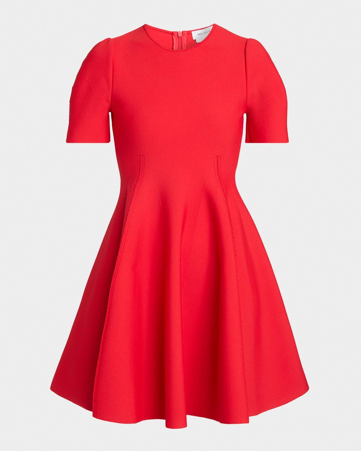 McQueen Puff-Sleeve Fit-&-Flare Mini Dress