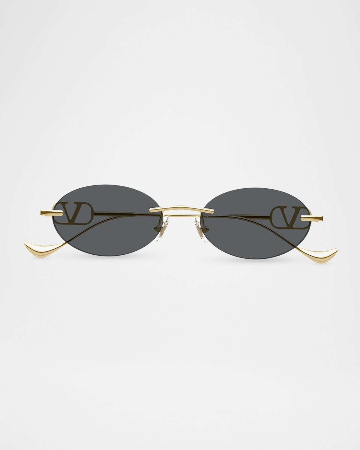 Valentino Garavani VLogo 53mm Metal Oval Sunglasses