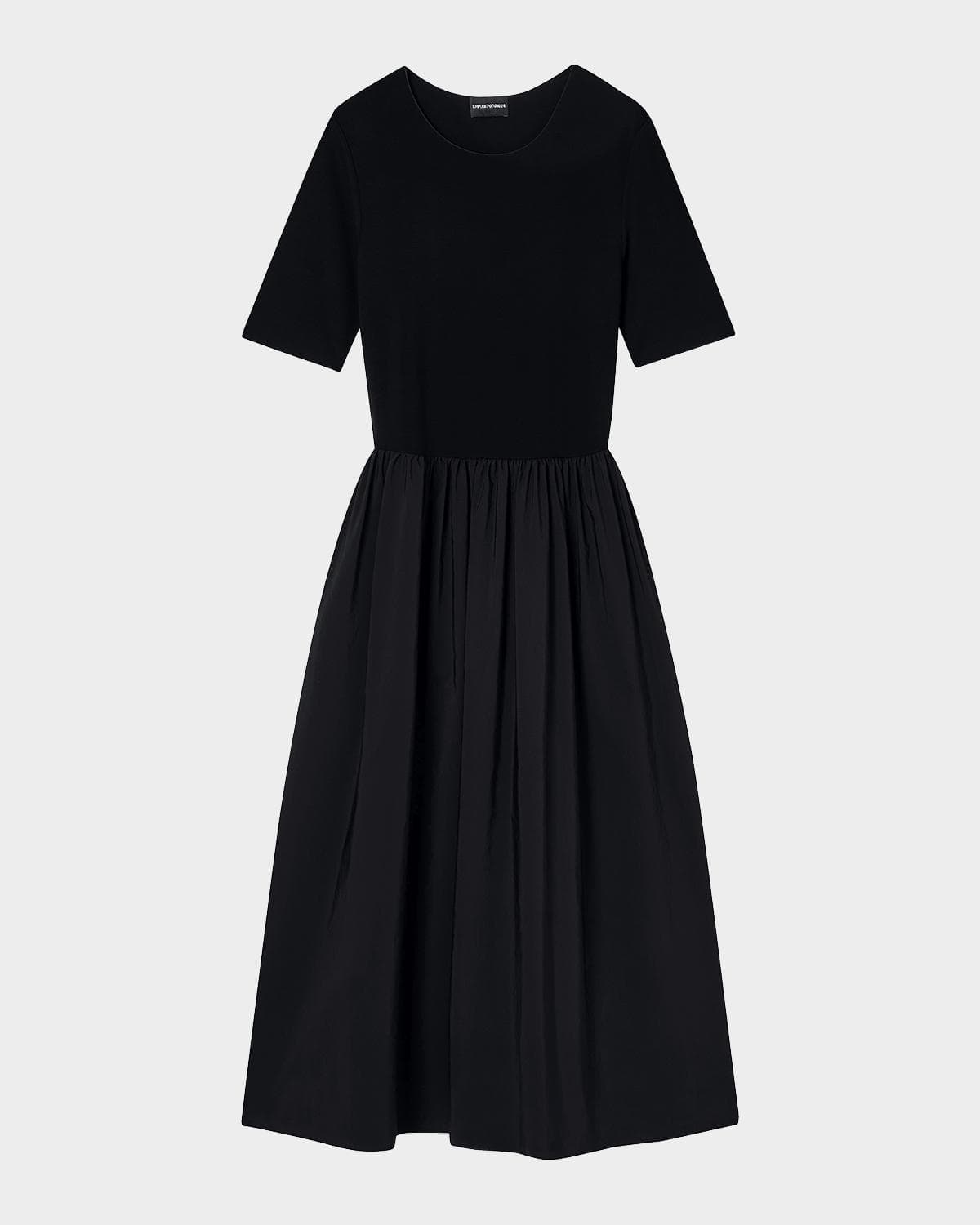 Emporio Armani Viscose Jersey & Taffeta Midi Dress