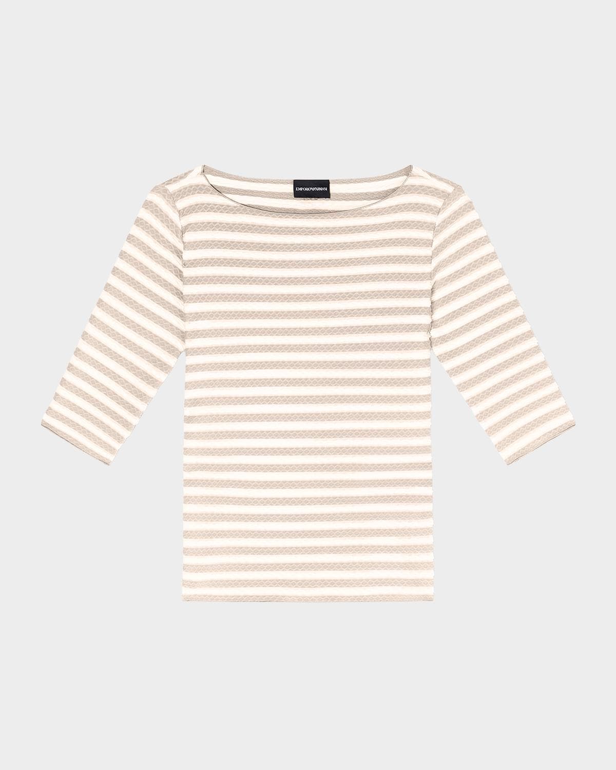Emporio Armani Stripe Elbow-Sleeve Jersey Tee