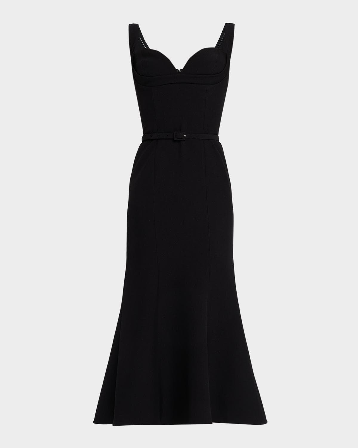 Roland Mouret Sleeveless Belted Fit-And-Flare Midi Dress