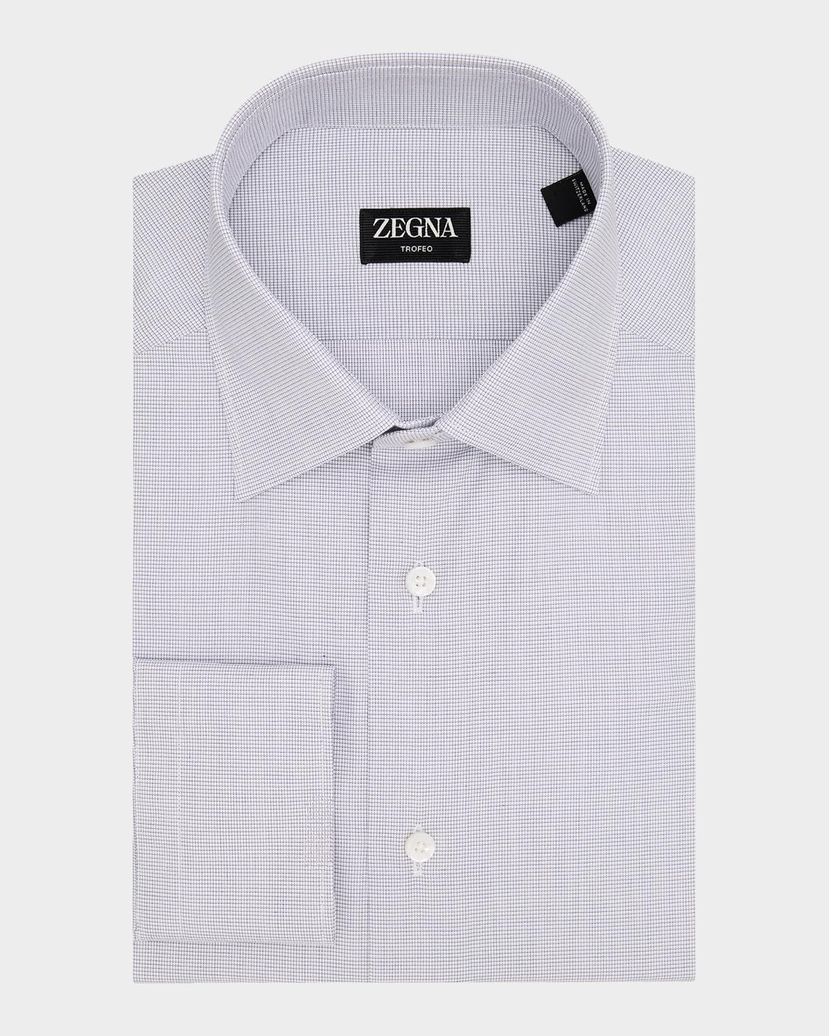 ZEGNA Men's Micro-Check Trofeo Cotton Dress Shirt · 49 EU (39 US)