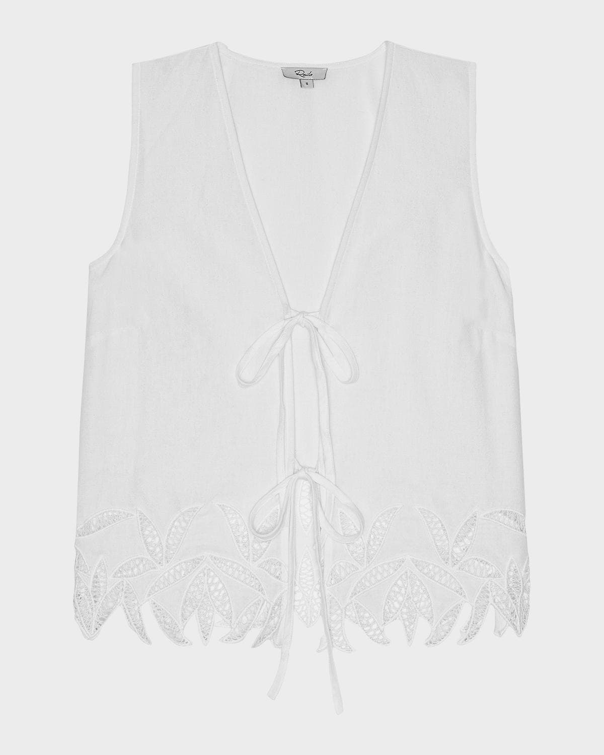 Rails Oregon Embroidered Sleeveless Tie-Front Blouse · MEDIUM