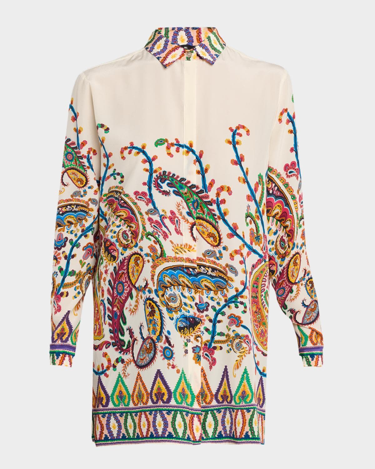 Etro Paisley Silk Button-Down Tunic Blouse · 36 (0 US)