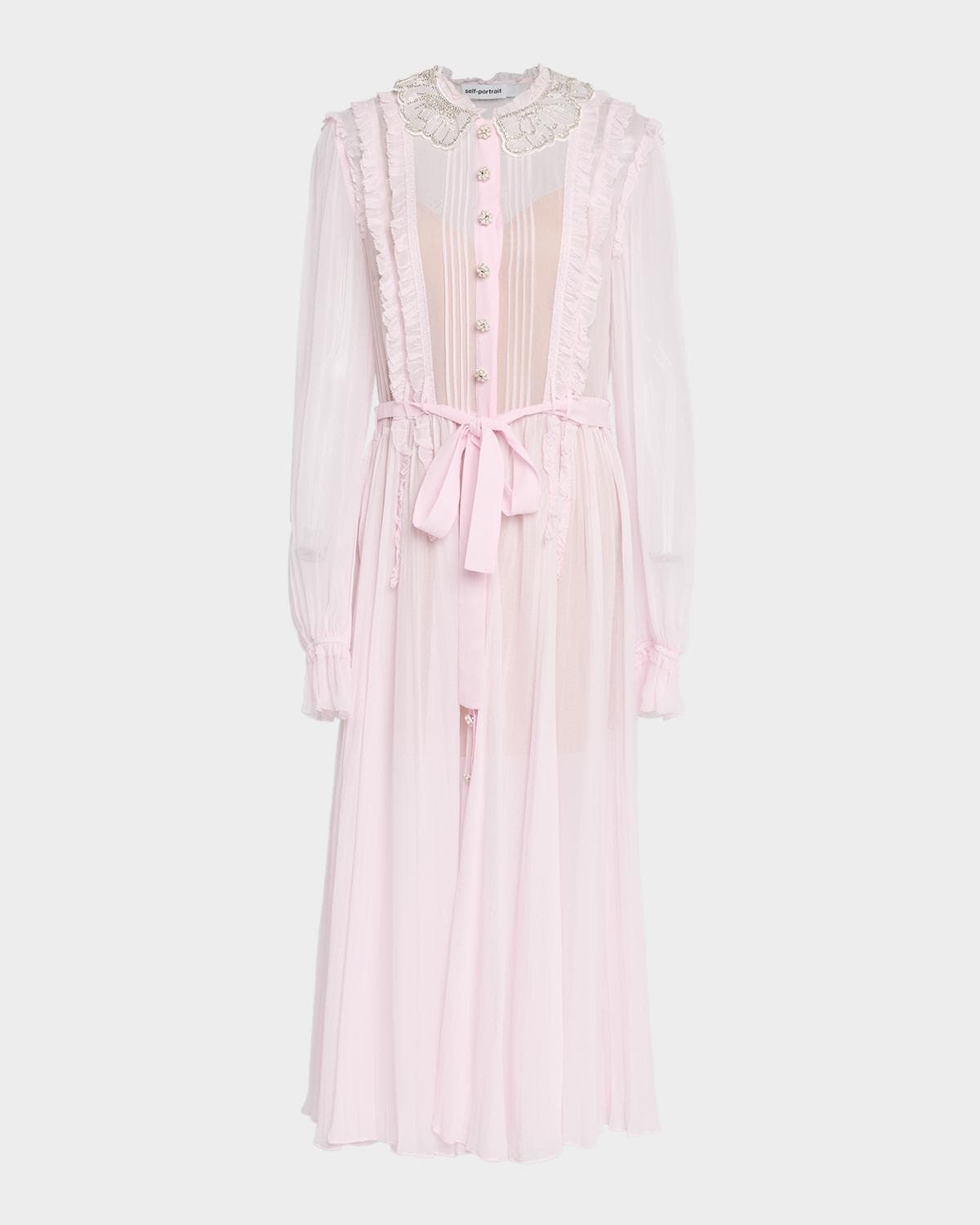 Self-Portrait Pleated Georgette Midi Dress