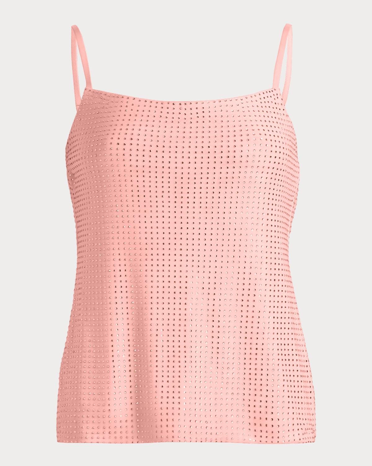 AREA Crystal Hotfix Mesh Backless Tank Top