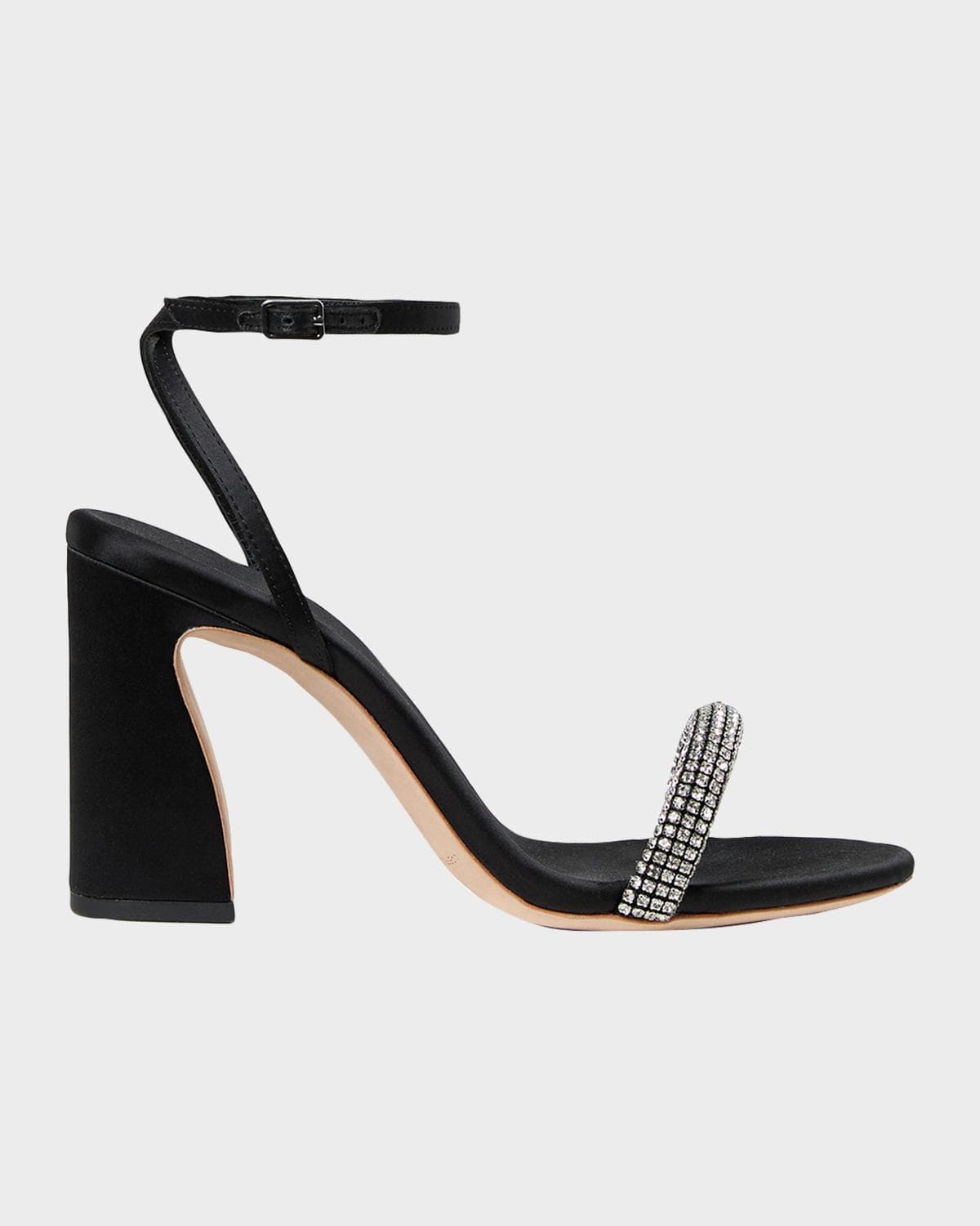 Loeffler Randall 90mm Malia Embellished Satin Curve Sandals · 10