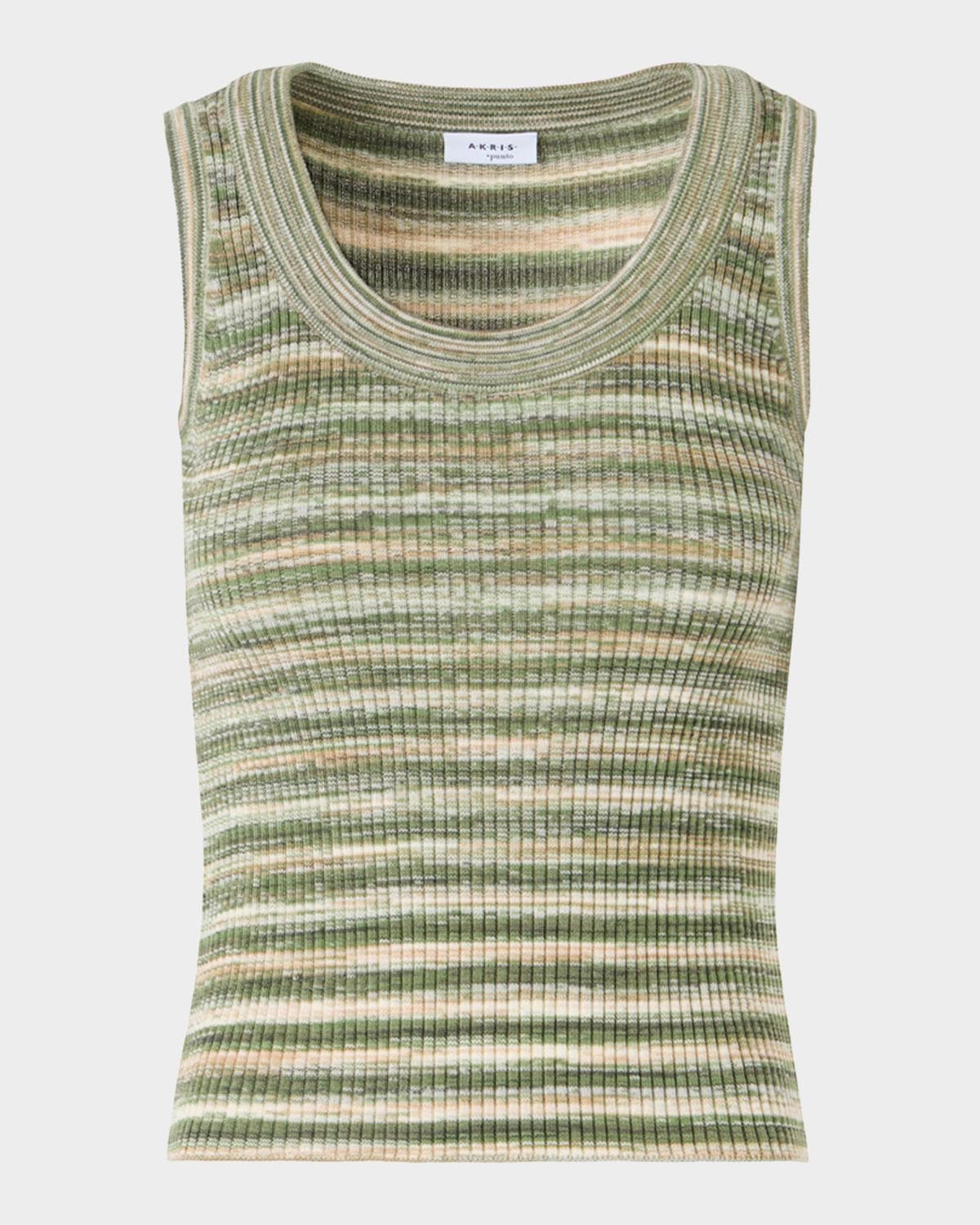 Akris punto Scoop-Neck Space Dye Merino Wool Rib Tank Top