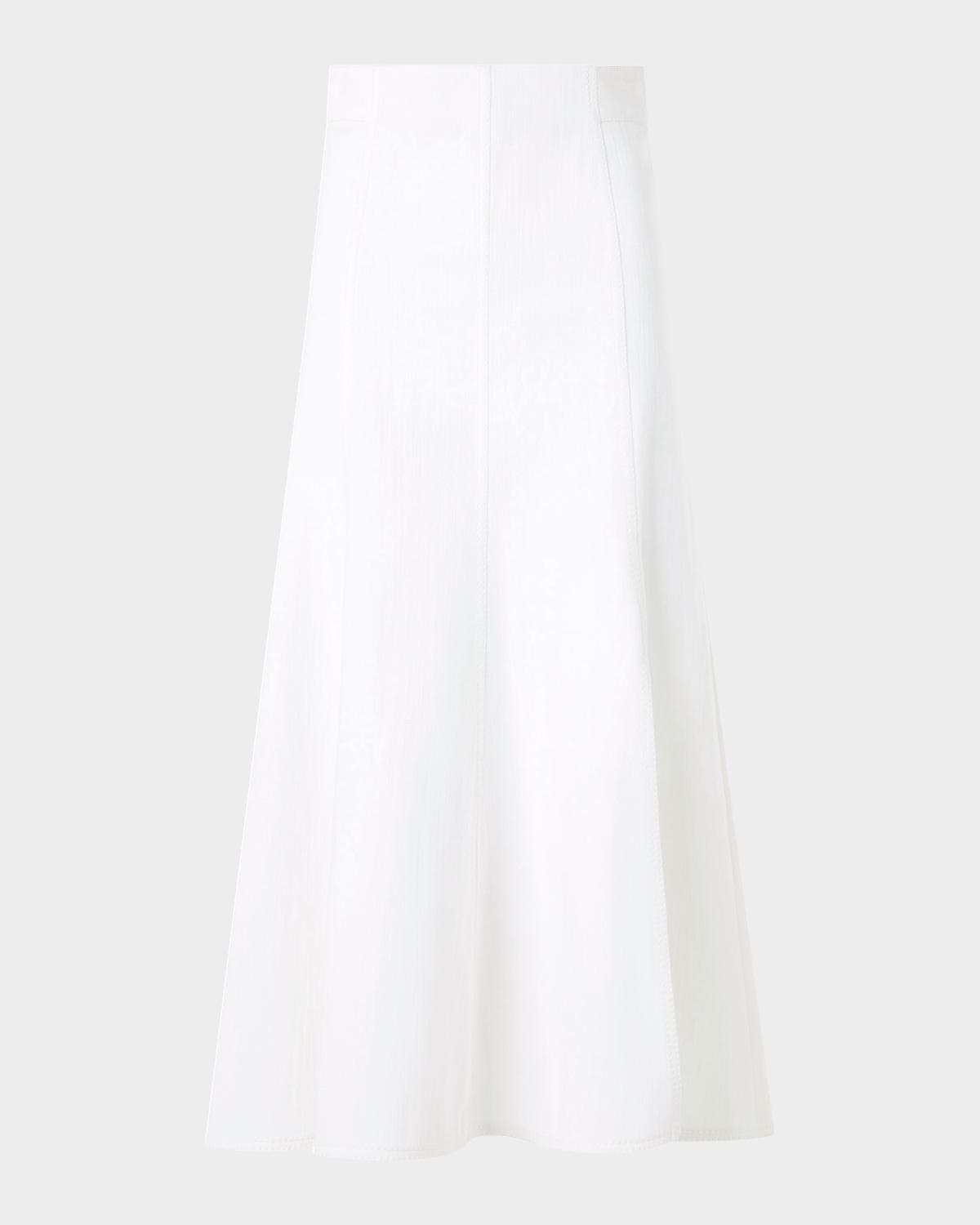 Akris punto High-Waist Front Pleat Stretch Denim Midi Skirt