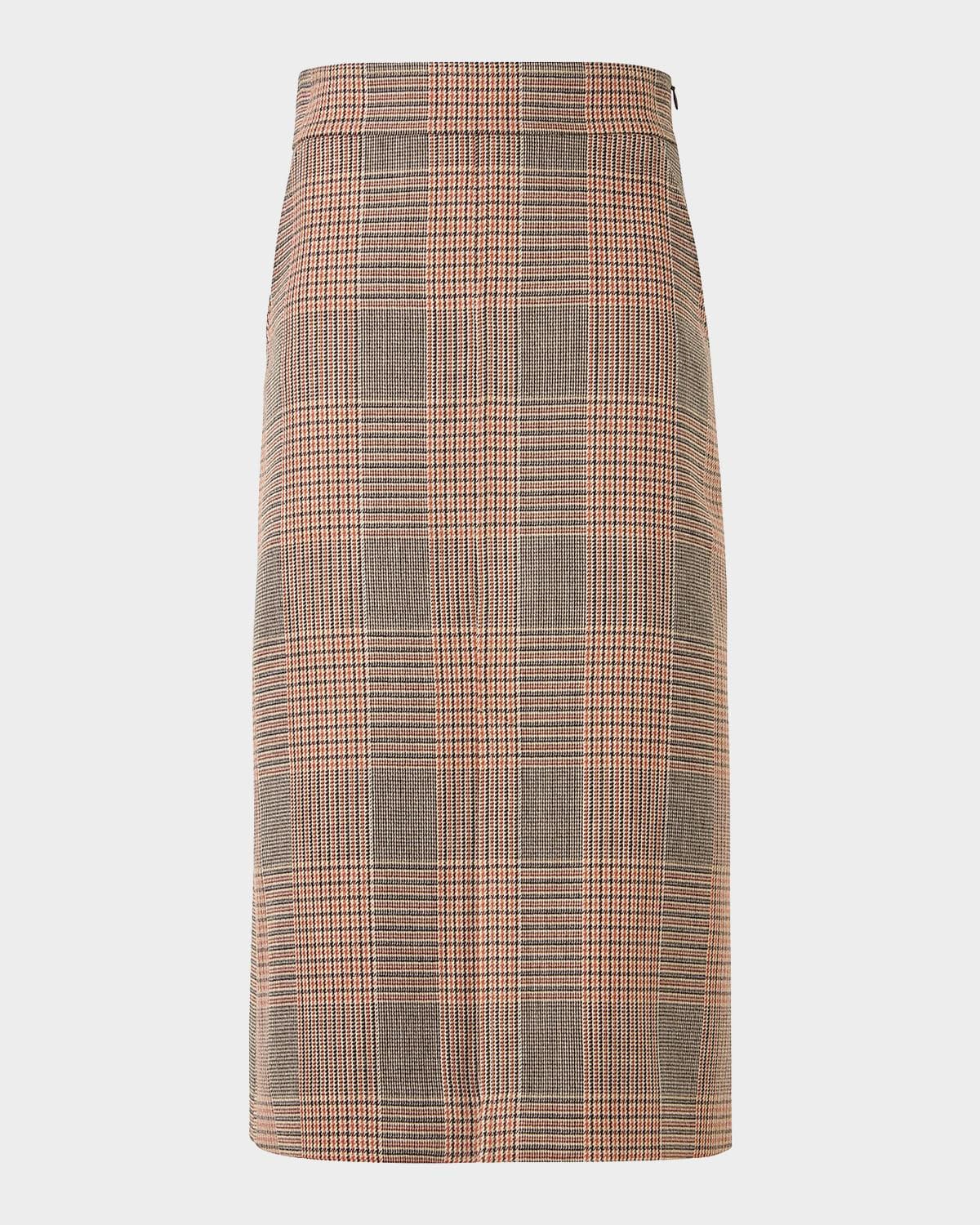 Akris punto Check Wool A-Line Midi Skirt
