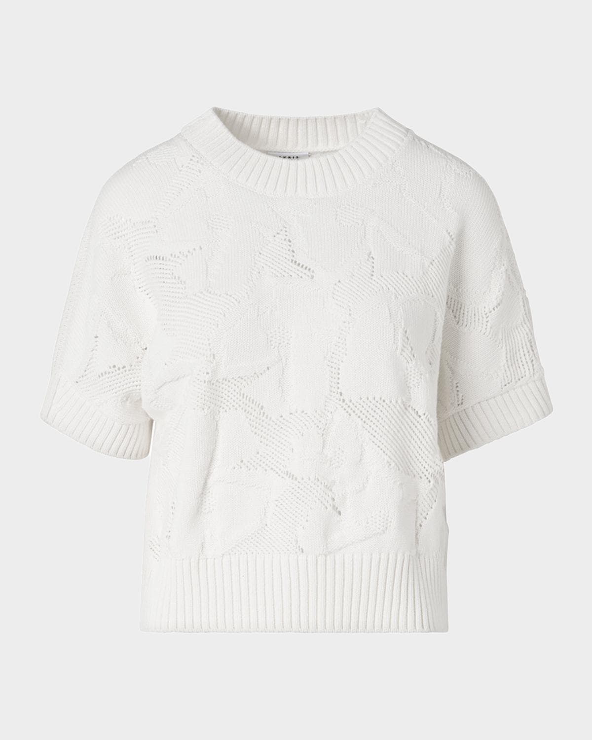 Akris punto Chunky Flower Ajour Knit Short-Sleeve Sweater
