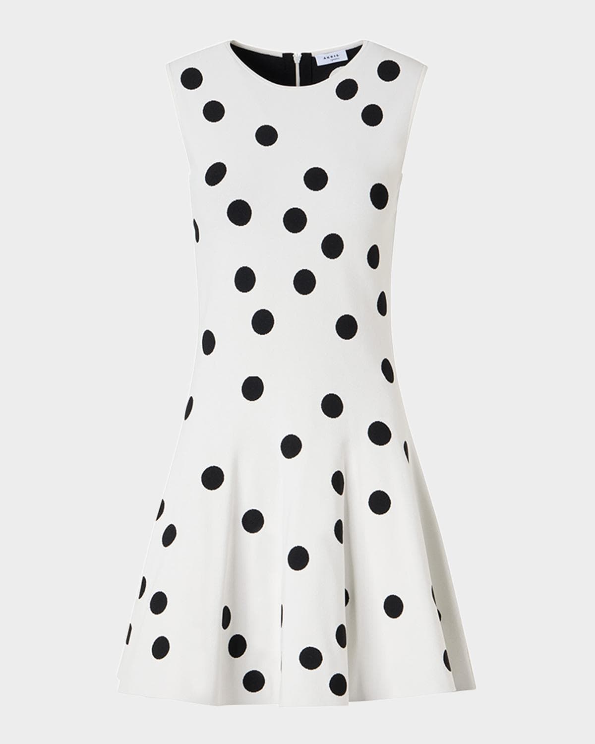 Akris punto Sleeveless Polka Dot Knit Mini Swing Dress