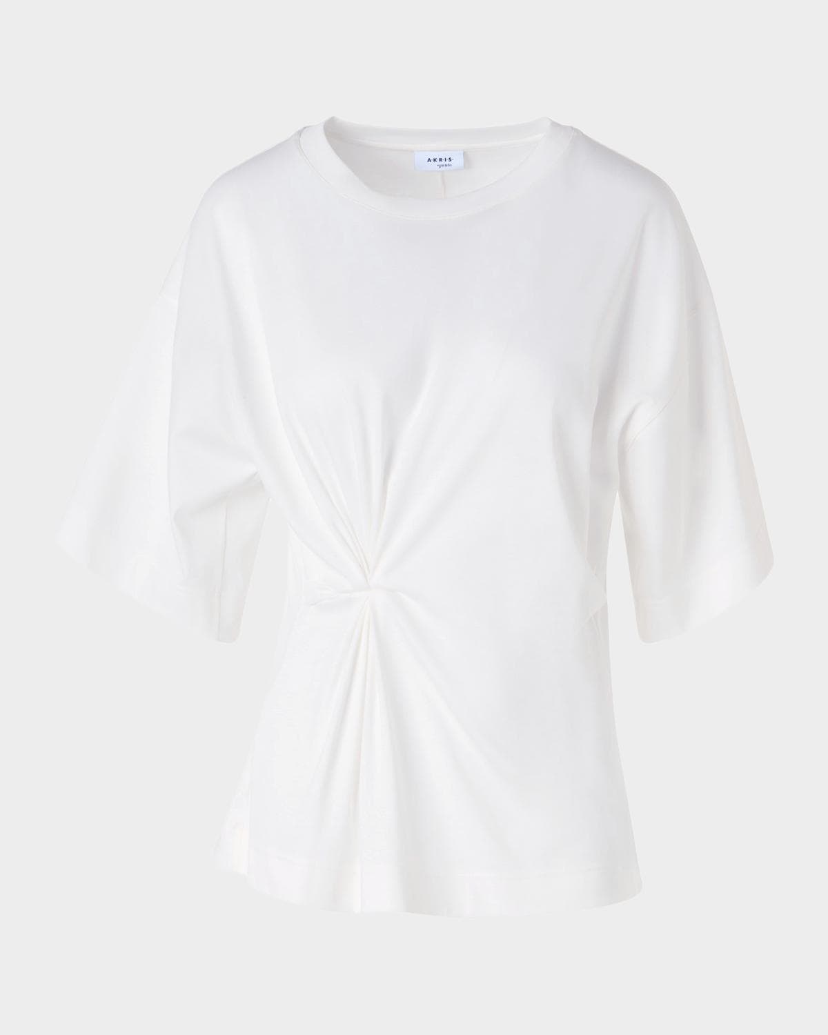 Akris punto Gathered Cotton Jersey Short-Sleeve T-Shirt