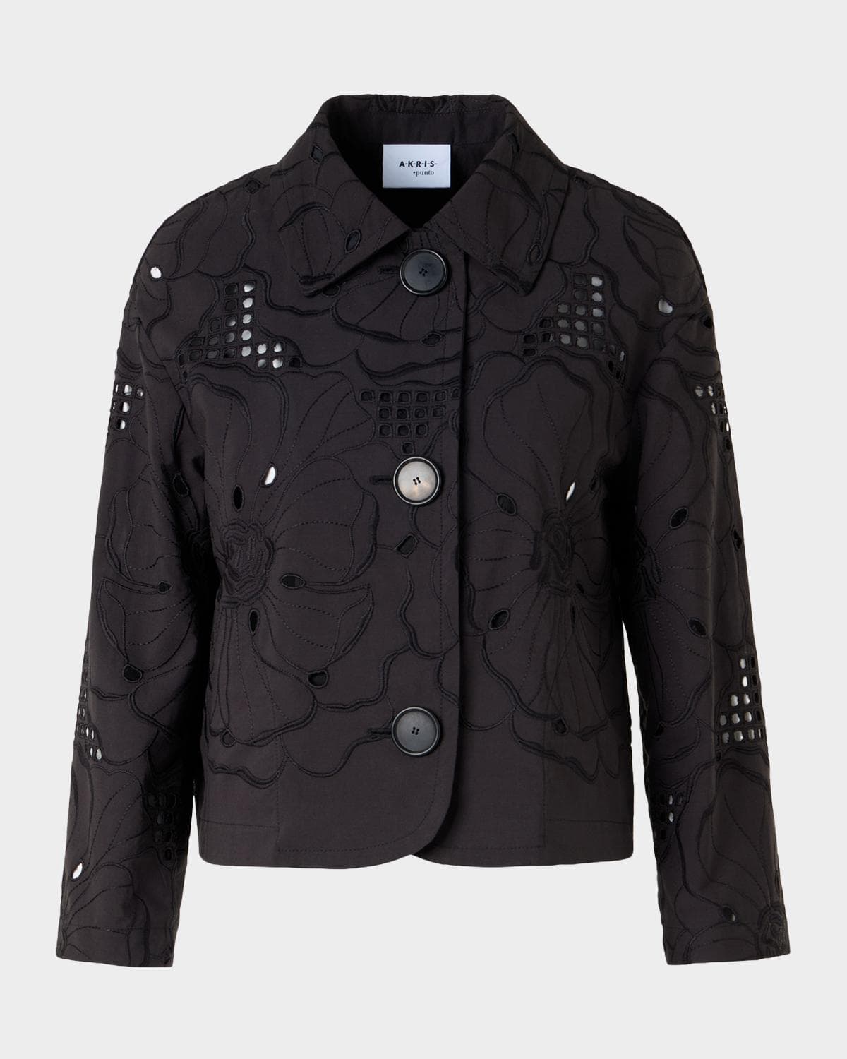 Akris punto Flower Eyelet Jacket in Cotton Poplin