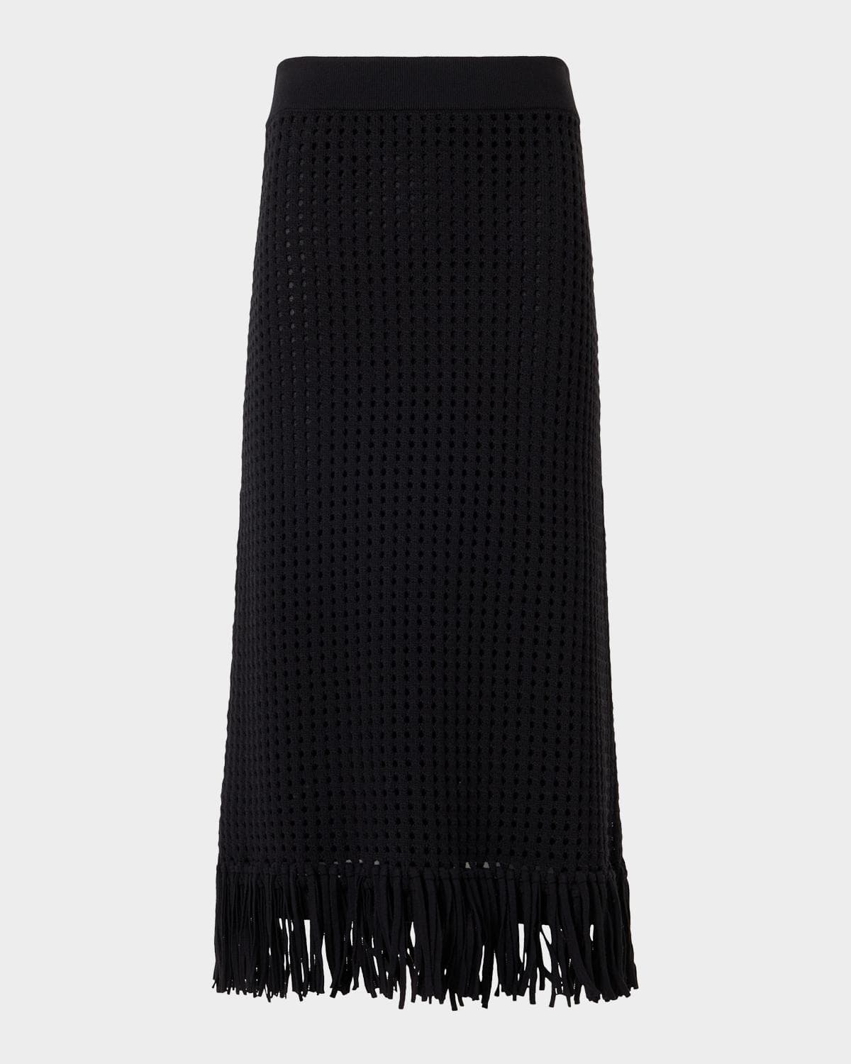 Akris punto Chunky Cotton Mesh Knit Fringed Midi Tube Skirt