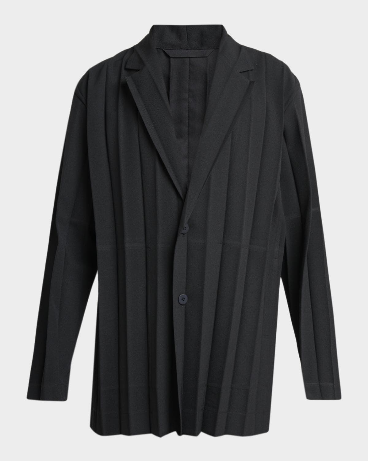 Homme Plissé Issey Miyake Men's Edge Ensemble Single-Breasted Pleated Jacket