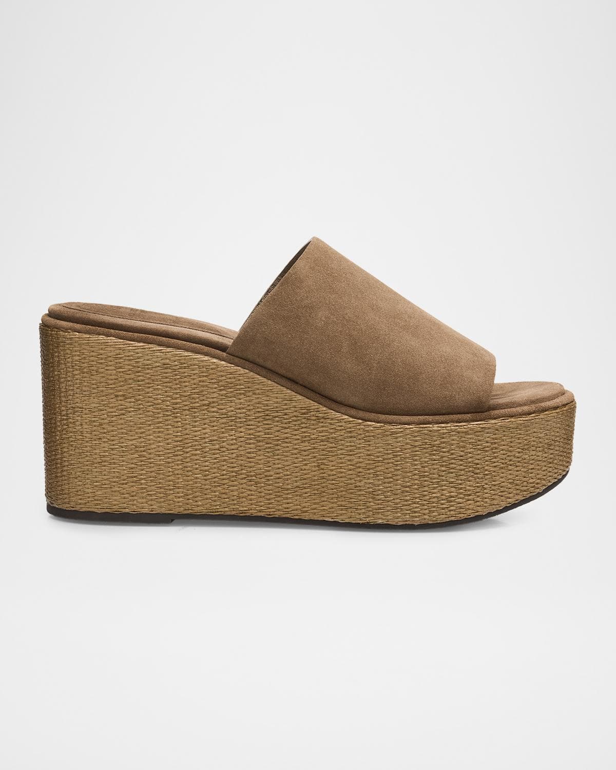Brunello Cucinelli Suede & Raffia Wedge Sandals · 10B / 40EU