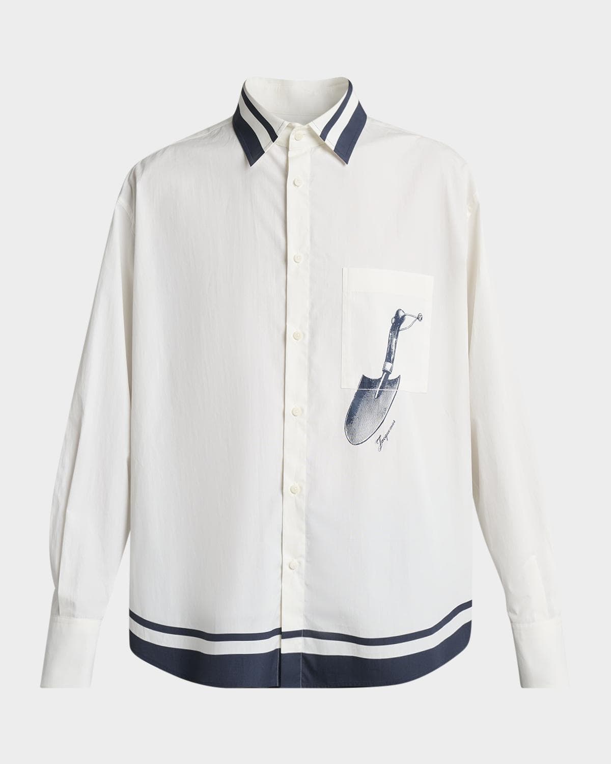 Jacquemus Men's Candy Stripe Relaxed Cotton Button-Down Shirt