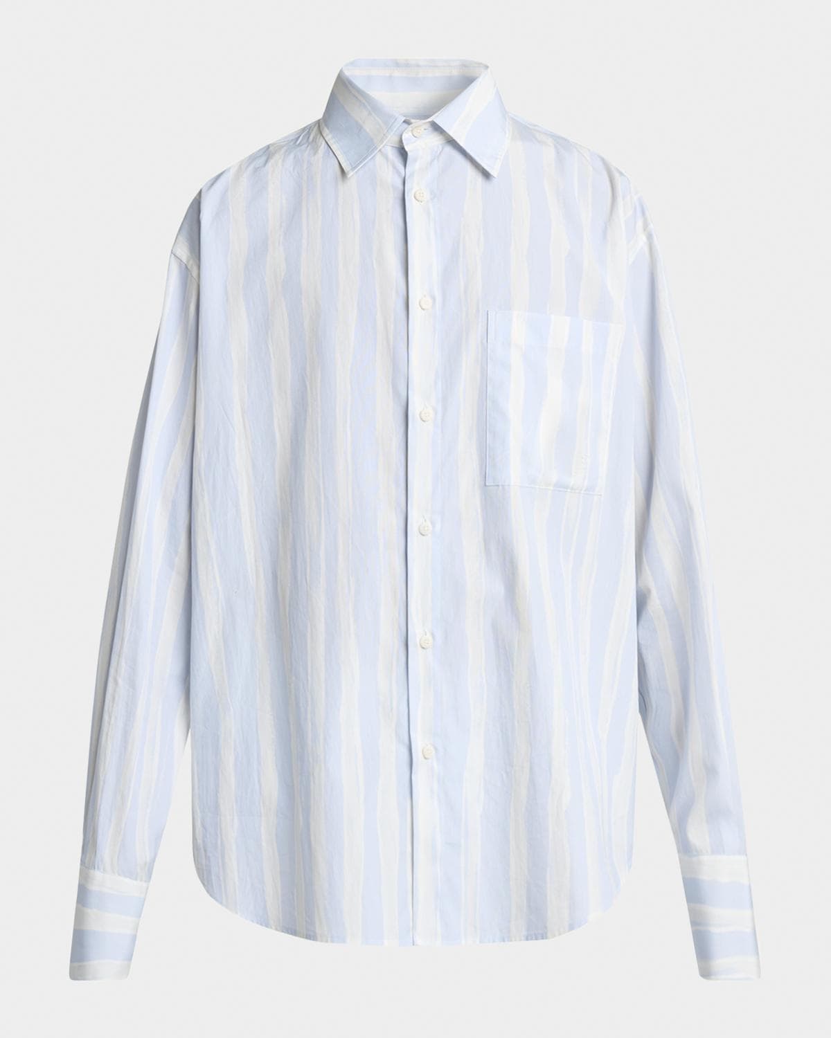 Jacquemus Men's Candy Stripe Relaxed Cotton Button-Down Shirt