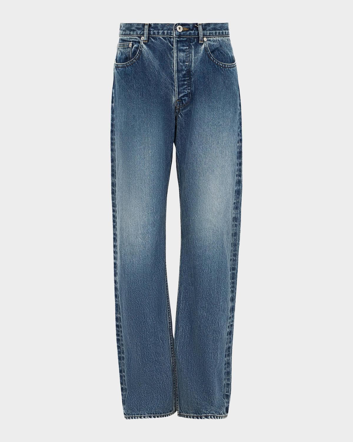 JW Anderson Men's Blue-Wash Denim Straight Leg Jeans