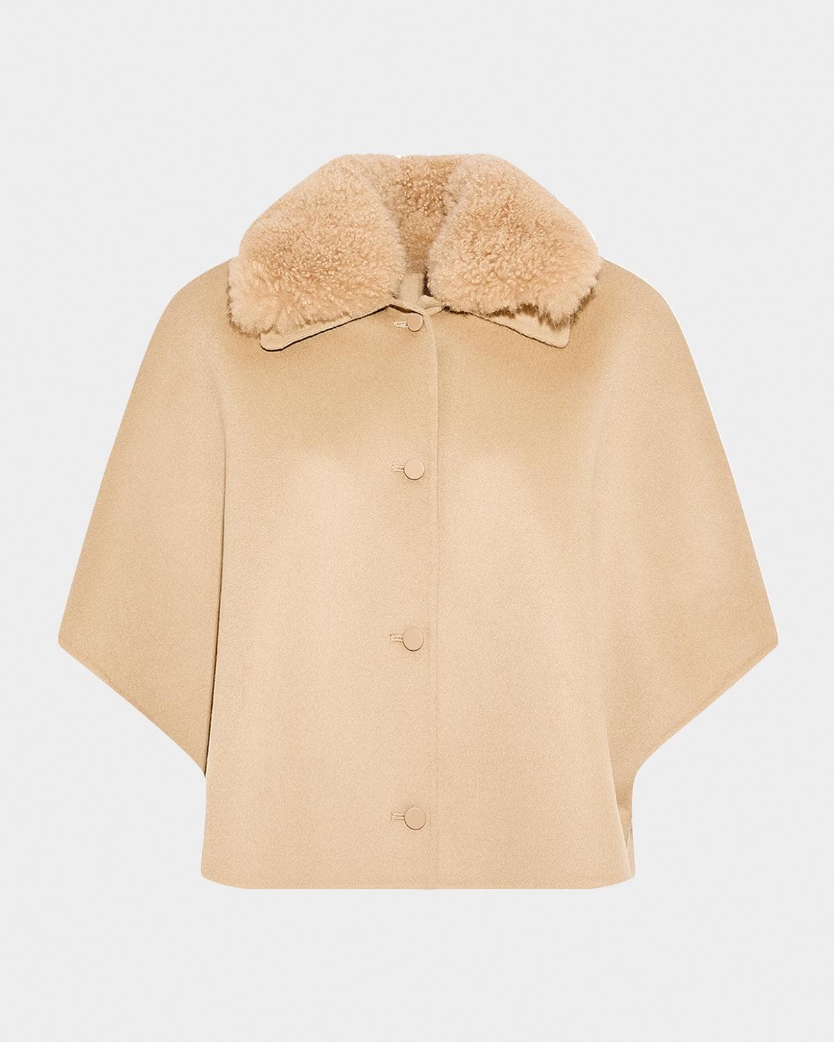Yves Salomon Cashmere-Blend Cape with Removable Shearling Collar