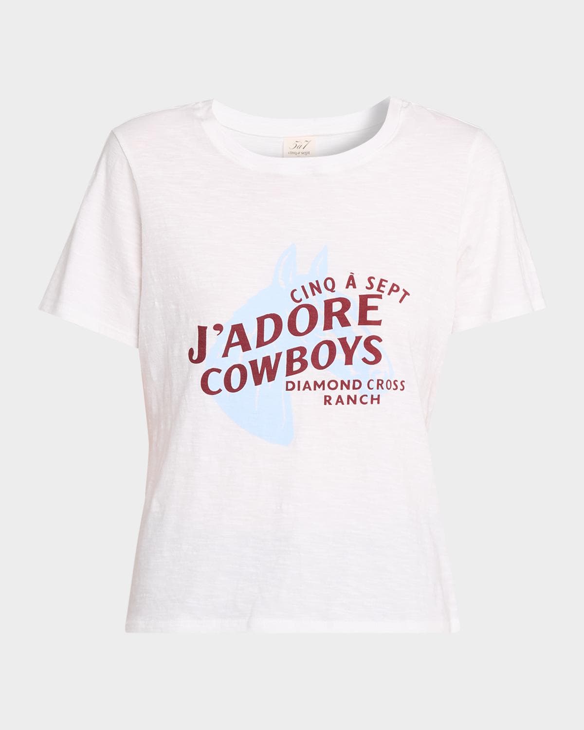 Cinq à Sept J 'adore Cowboys Embellished Shrunken Tee