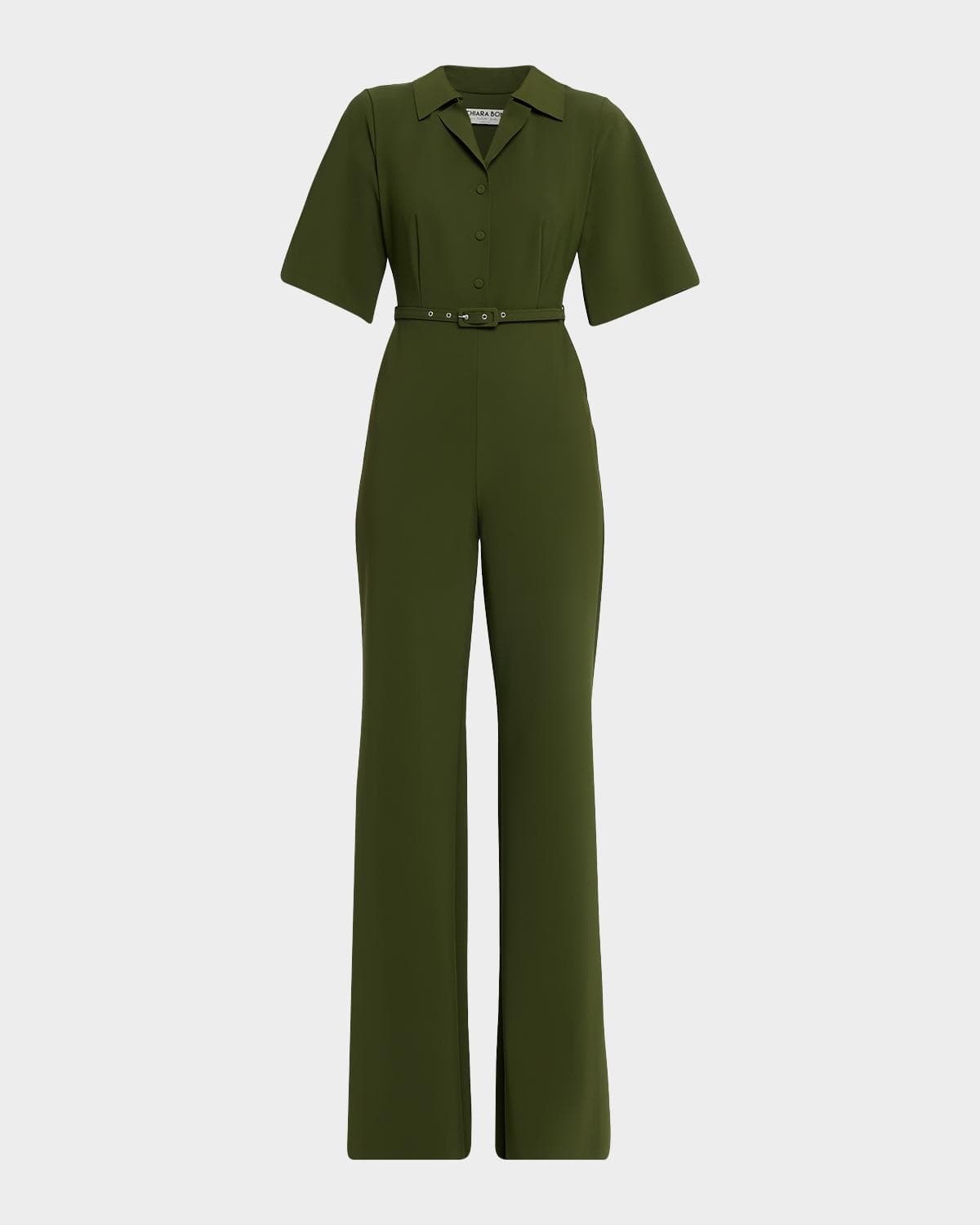 Chiara Boni La Petite Robe Naho Belted Straight-Leg Jumpsuit
