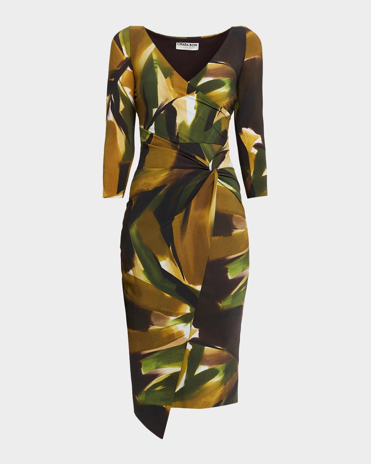 Chiara Boni La Petite Robe Axas Gathered Abstract-Print Midi Dress