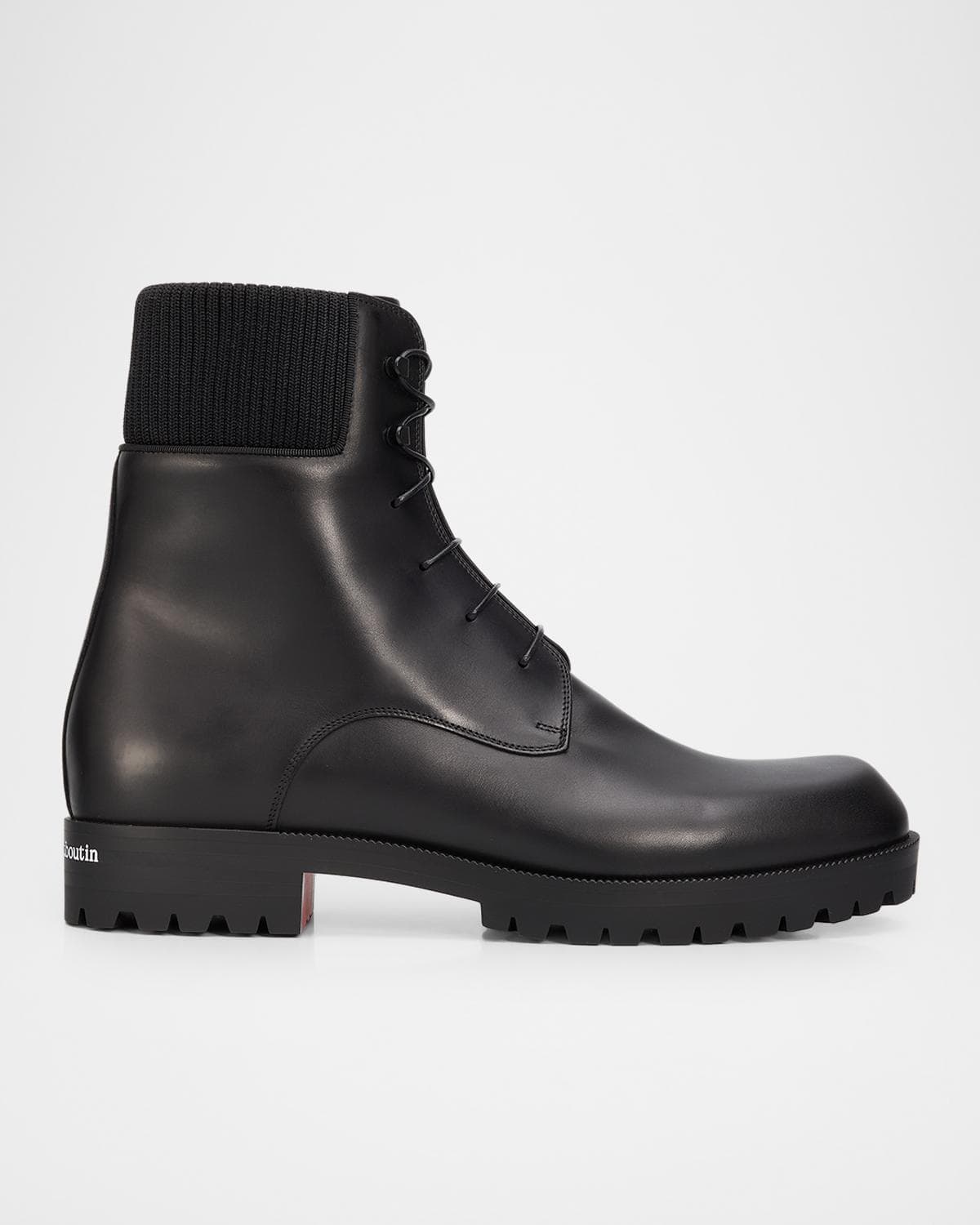 Christian Louboutin Men's Trapman Leather Lug Sole Lace-Up Boots
