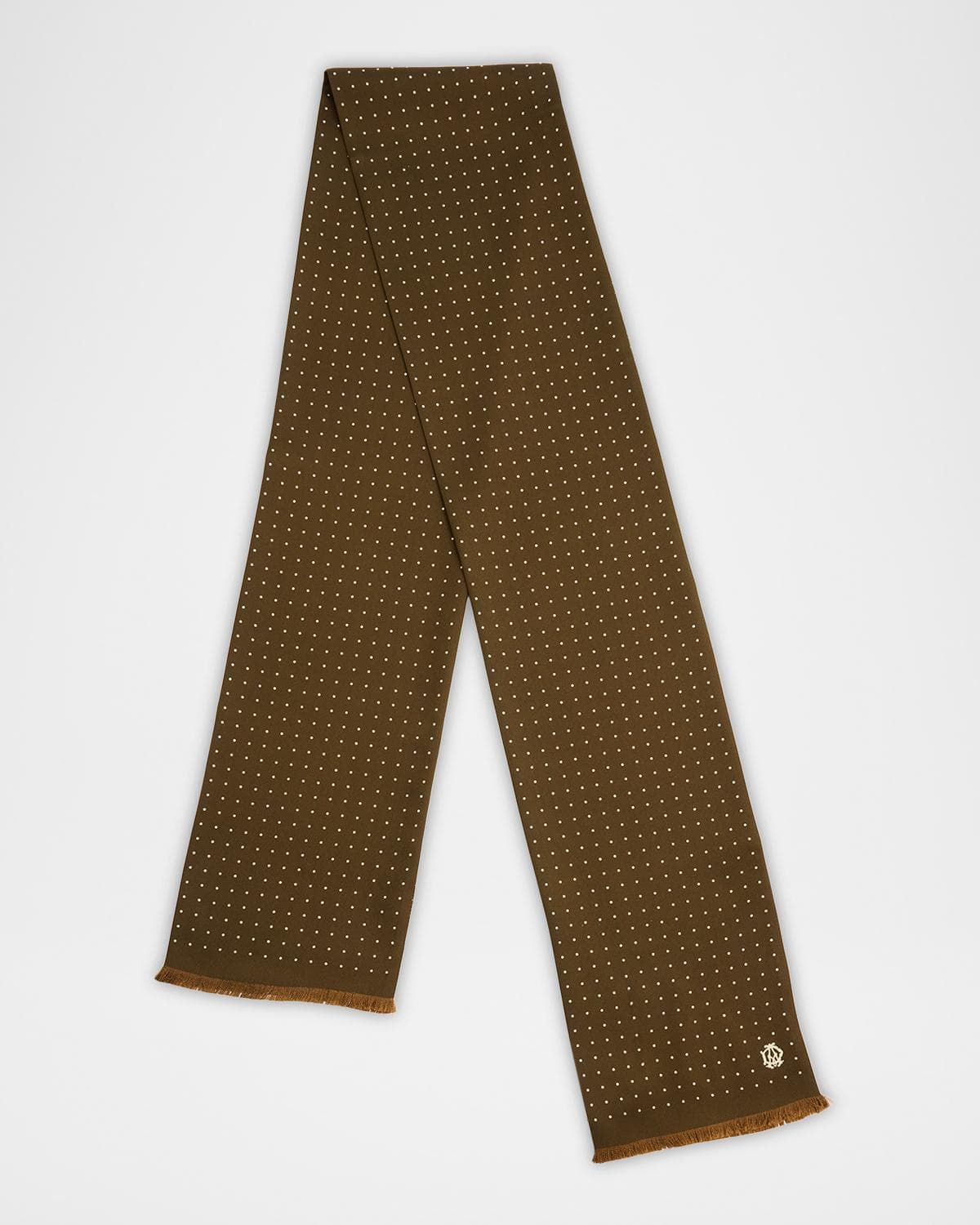 dunhill Men's Mulberry Silk Polka Dot Fringe Scarf