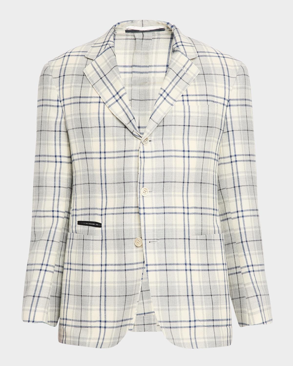 dunhill Men's Wool and Linen Tattersall Check Single-Breasted Sport Coat
