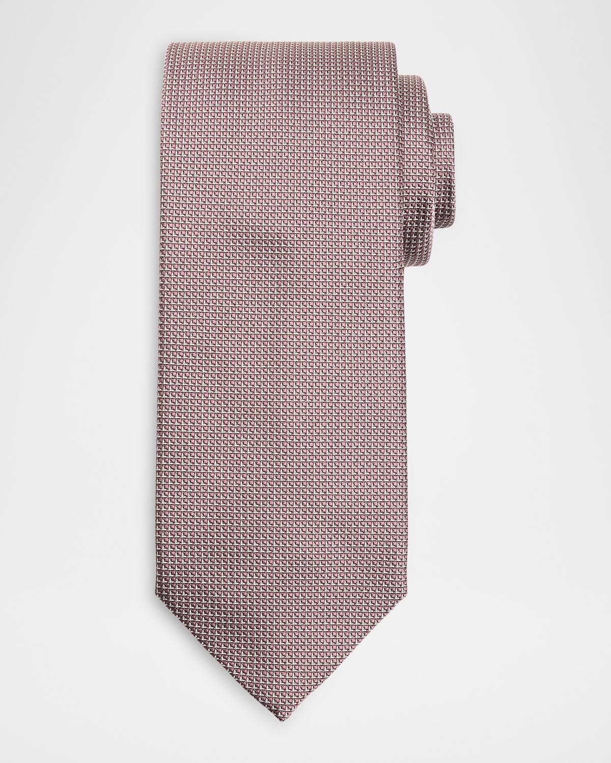 Brioni Men's Micro-Geometric Square Jacquard Silk Tie