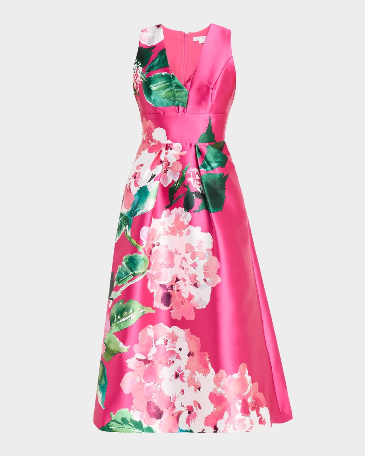 Kay Unger New York Raina Floral-Print Mikado Midi Dress